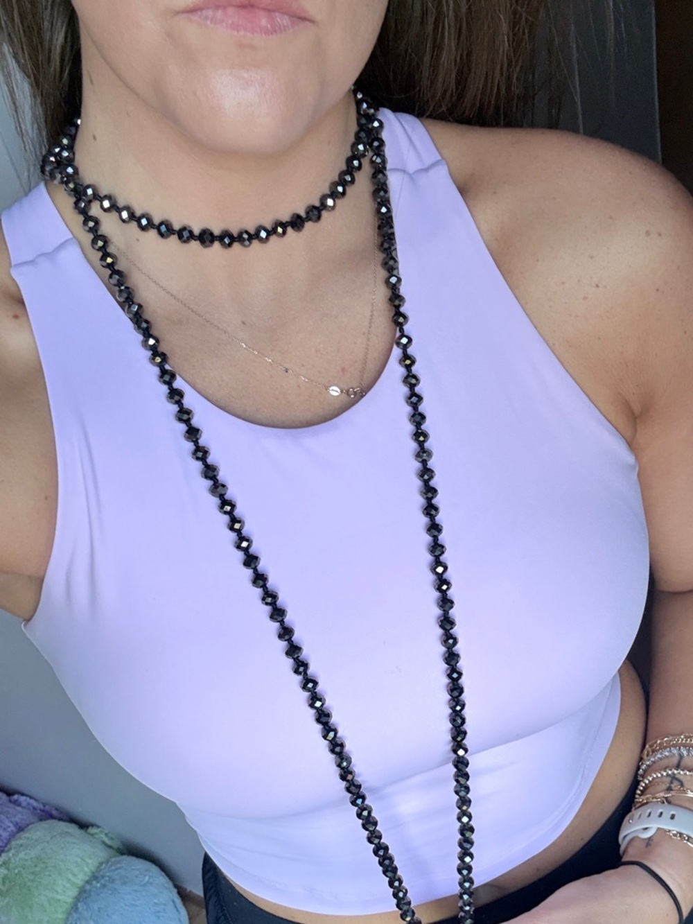 Vintage Black Glass beaded necklace